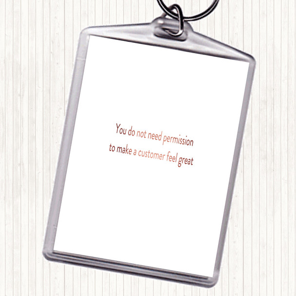 Rose Gold Customer Feel Great Quote Bag Tag Keychain Keyring
