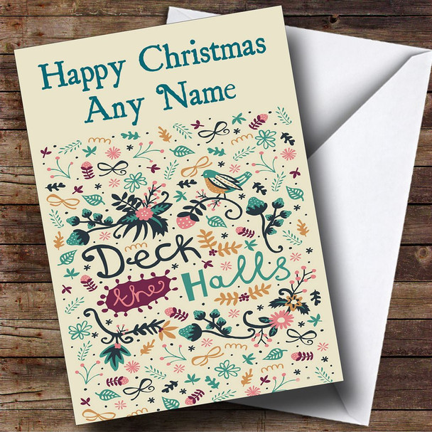 Deck The Halls Christmas Card Personalised