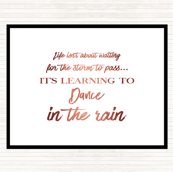Rose Gold Dance In The Rain Quote Mouse Mat Pad