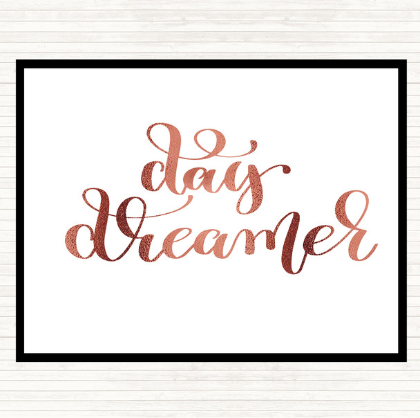 Rose Gold Day Dreamer Quote Mouse Mat Pad