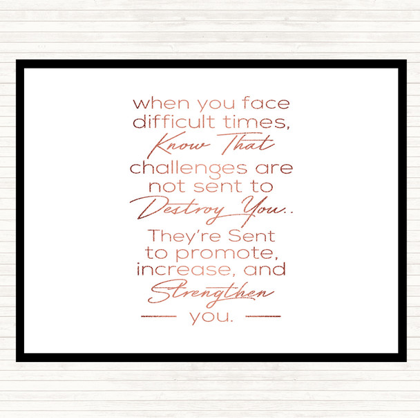 Rose Gold Difficult Times Quote Mouse Mat Pad