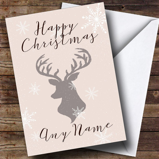 Stag & Snowflakes Personalised Christmas Card