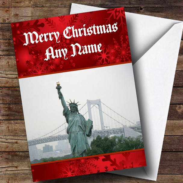 New York Statue Of Liberty Personalised Christmas Card