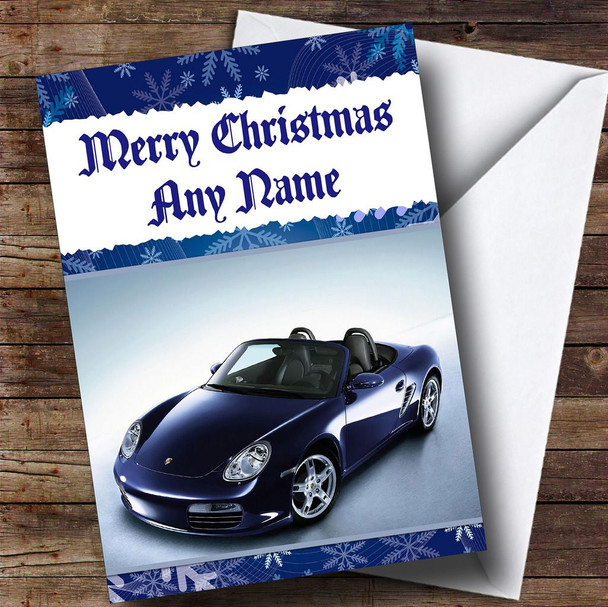 Blue Porsche Boxter Personalised Christmas Card