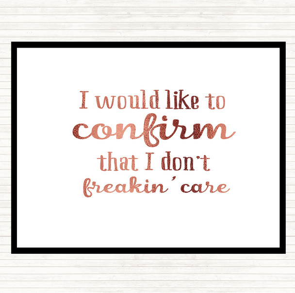 Rose Gold Don't Freakin Care Quote Mouse Mat Pad