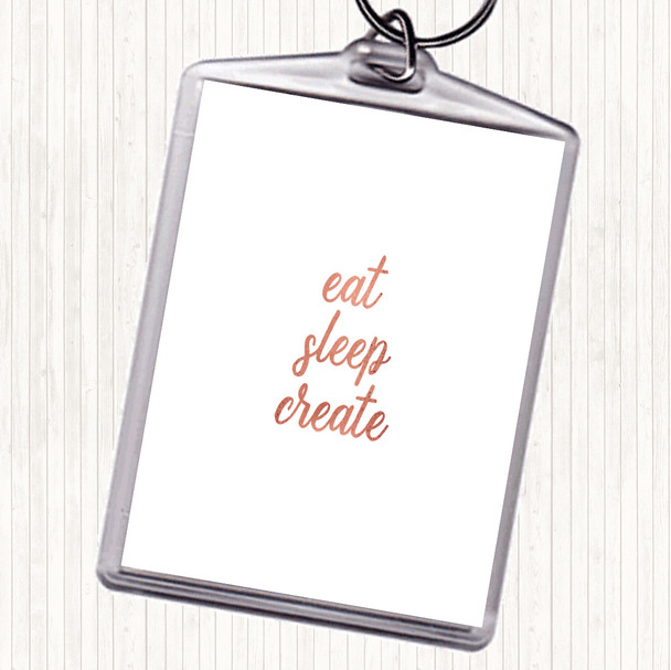 Rose Gold Eat Sleep Quote Bag Tag Keychain Keyring