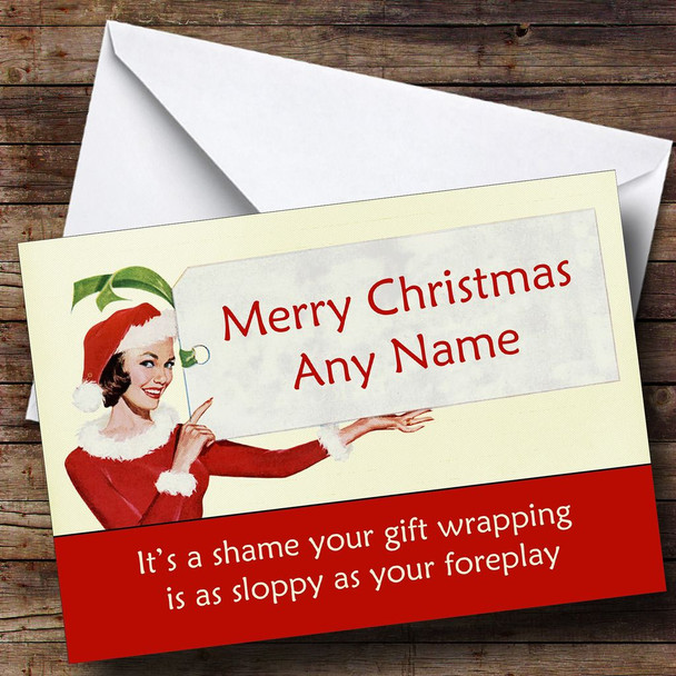Funny Sloppy Wrapping Personalised Christmas Card