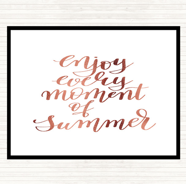 Rose Gold Enjoy Moment Summer Quote Mouse Mat Pad