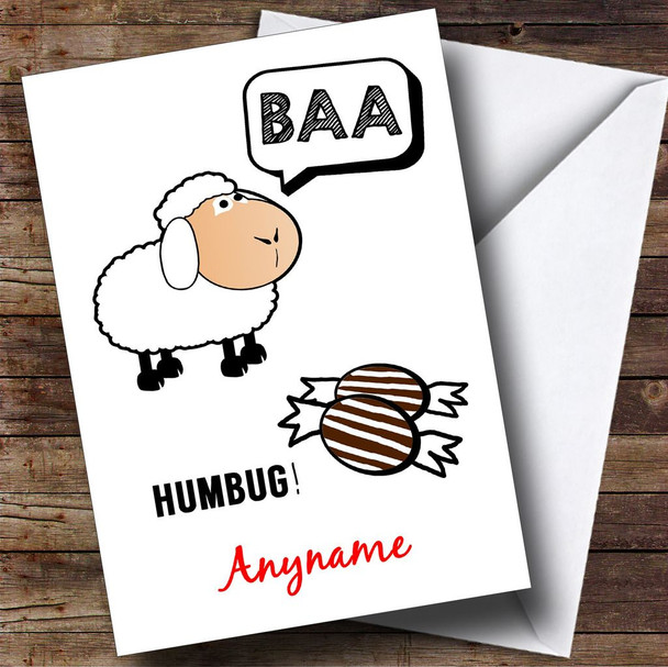 Funny Baaa Humbug Personalised Christmas Card