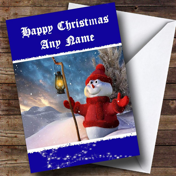 Happy Snowman Christmas Card Personalised