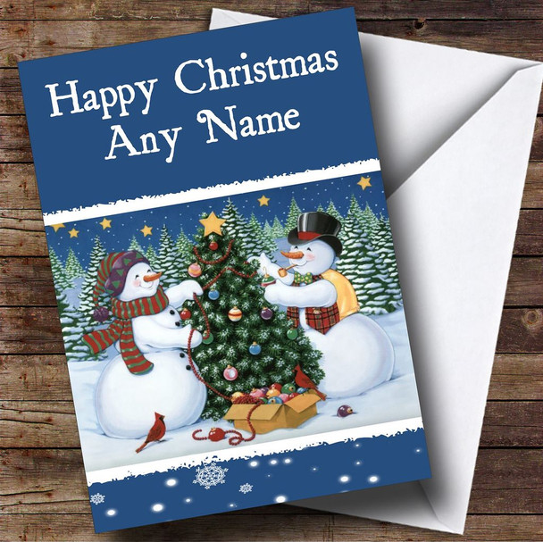 Happy Snowmen Christmas Card Personalised