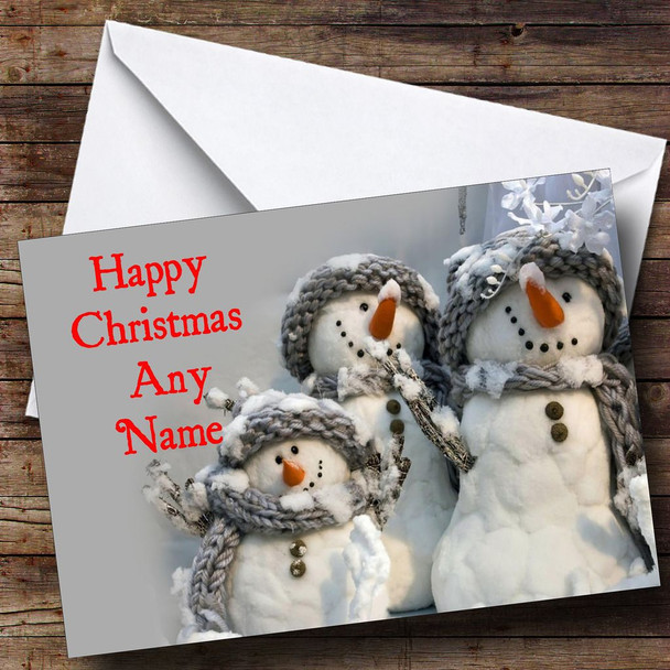 Cute Snowmen Christmas Card Personalised