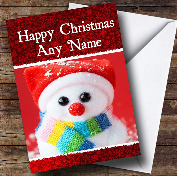 Big Eyed Snowman Christmas Card Personalised