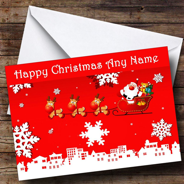 Red Santa Christmas Card Personalised
