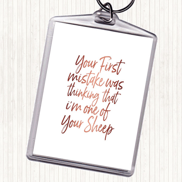 Rose Gold First Mistake Quote Bag Tag Keychain Keyring