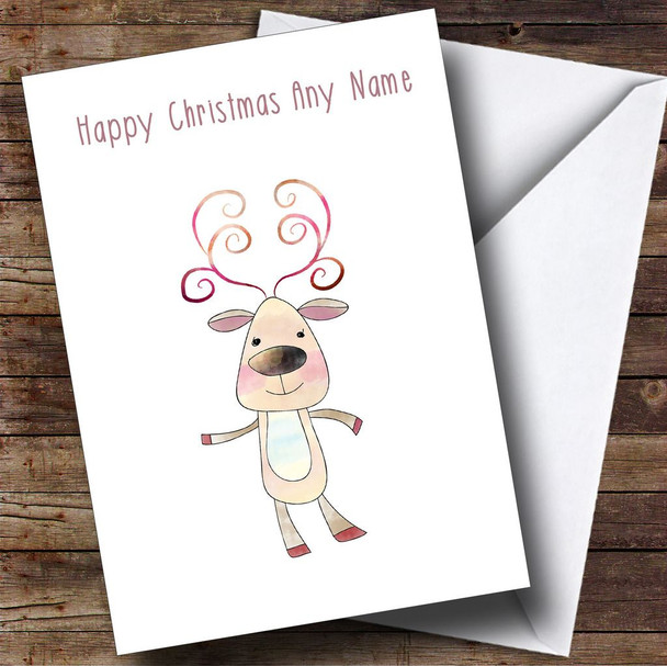 Cute Doodle Reindeer Personalised Christmas Card