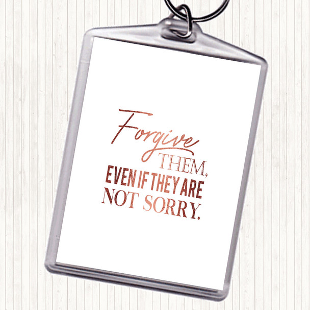 Rose Gold Forgive Them Quote Bag Tag Keychain Keyring