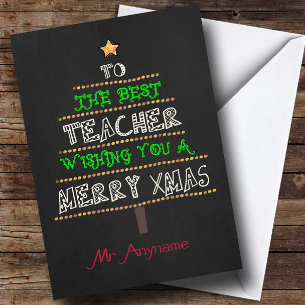 Best Teacher Xmas Tree Personalised Christmas Card