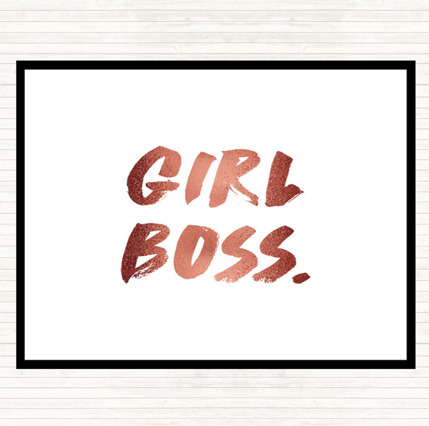 Rose Gold Girl Boss Bold Quote Mouse Mat Pad