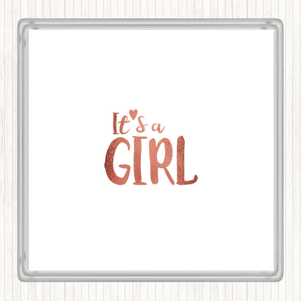 Rose Gold Girl Quote Drinks Mat Coaster