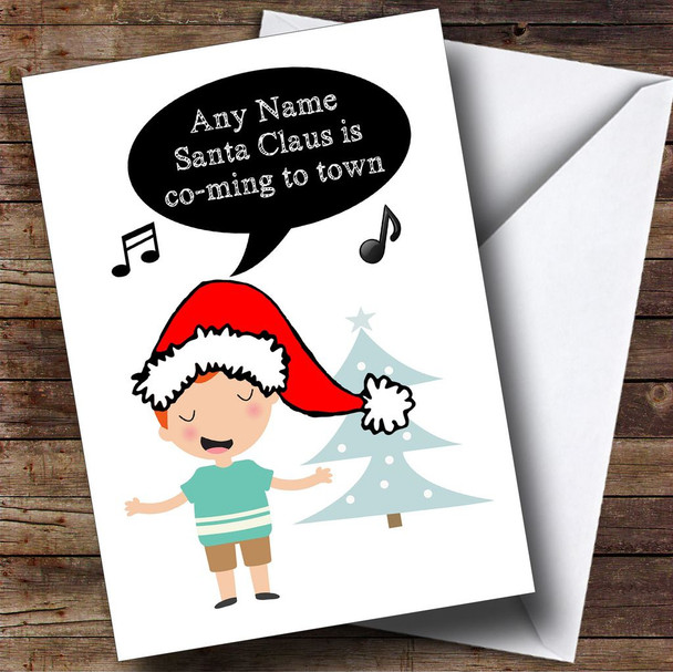 Sing Santa Claus Is Coming Personalised Christmas Card