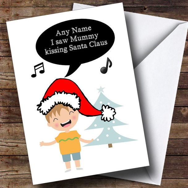 Sing I Saw Mummy Personalised Christmas Card
