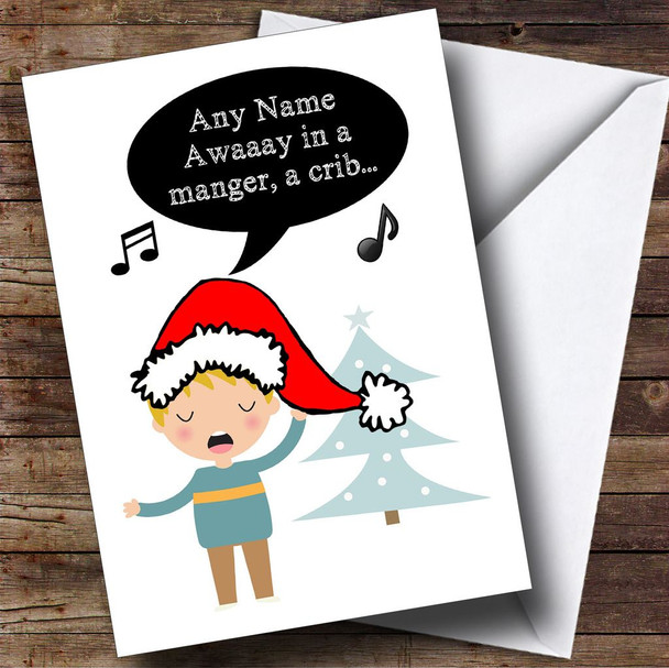 Sing Away In A Manger Personalised Christmas Card