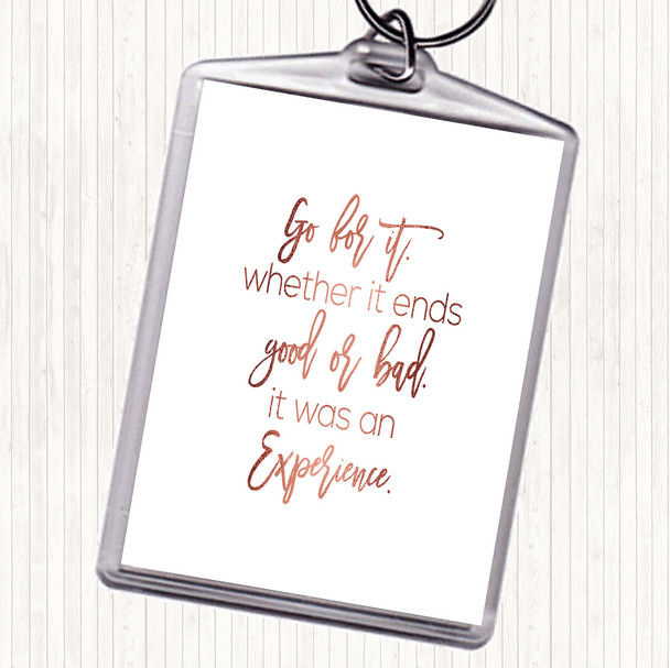 Rose Gold Go For It Quote Bag Tag Keychain Keyring