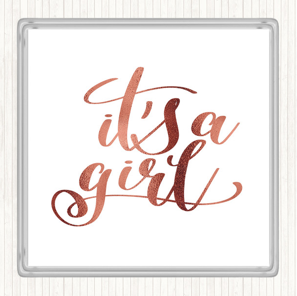 Rose Gold A Girl Quote Drinks Mat Coaster