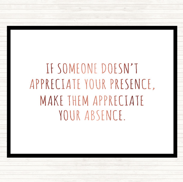 Rose Gold Appreciate Your Presence Quote Mouse Mat Pad