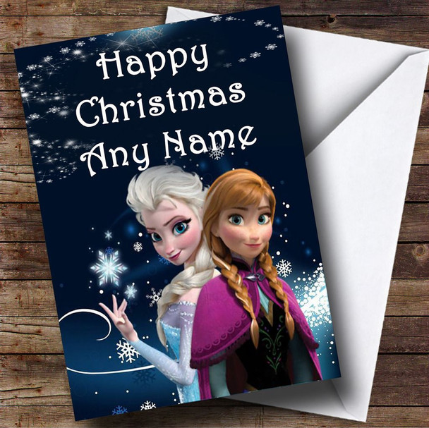 Frozen Anna And Elsa Christmas Card Personalised