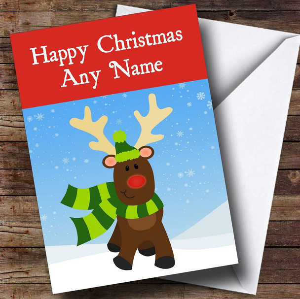 Cute Reindeer Christmas Card Personalised