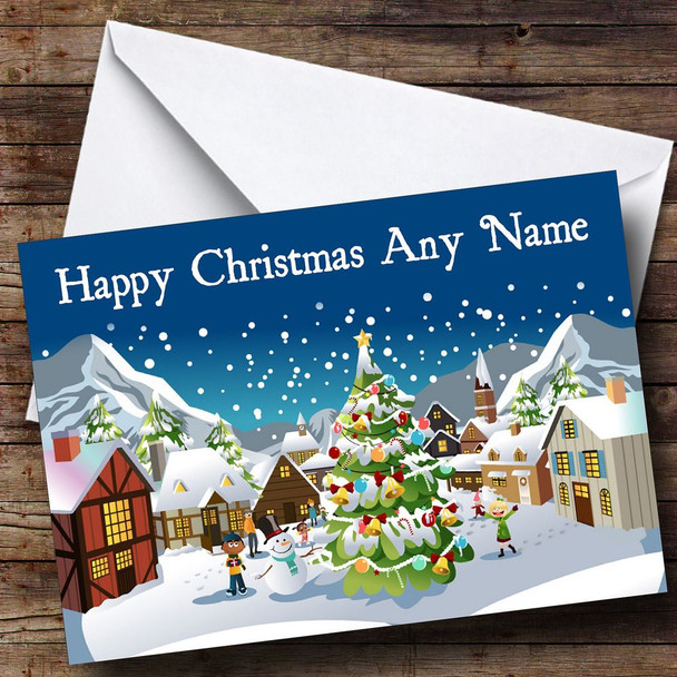 Cartoon Scene Christmas Card Personalised