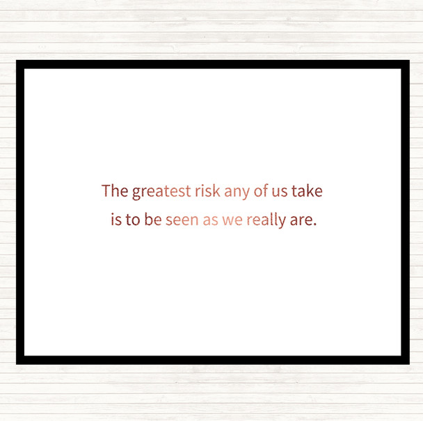 Rose Gold Greatest Risk Quote Mouse Mat Pad