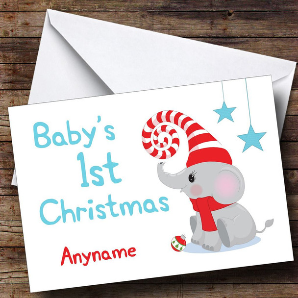 Elephant Baby's 1st Personalised Christmas Card