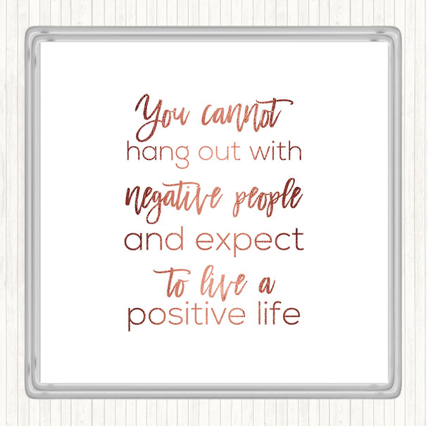 Rose Gold Hang Out Quote Drinks Mat Coaster