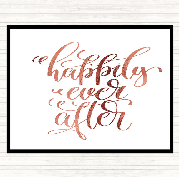 Rose Gold Happily Ever After Quote Mouse Mat Pad