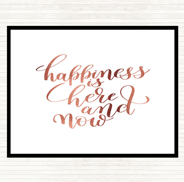 Rose Gold Happiness Is Here And Now Quote Mouse Mat Pad