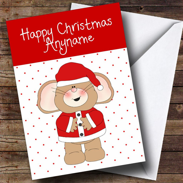 Spotty Santa Mouse Children's Personalised Christmas Card