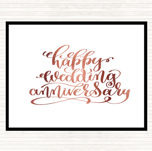 Rose Gold Happy Wedding Anniversary Quote Mouse Mat Pad