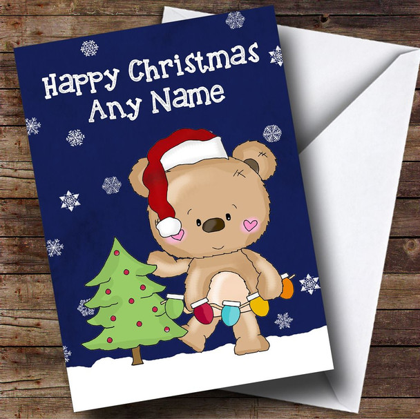 Snowflake Bear and Tree Children's Personalised Christmas Card