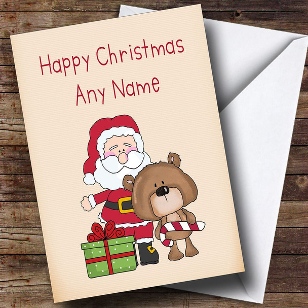 Santa & Bear Children's Personalised Christmas Card