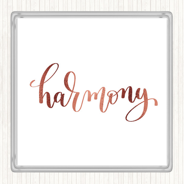 Rose Gold Harmony Quote Drinks Mat Coaster