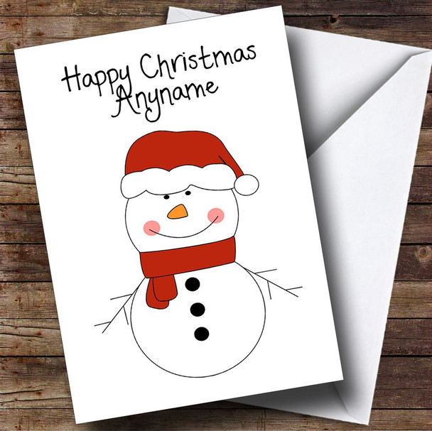 Doodle Art Snowman Children's Personalised Christmas Card