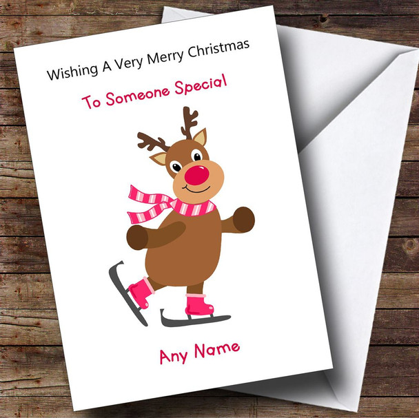 Cartoon Reindeer Children's Personalised Christmas Card