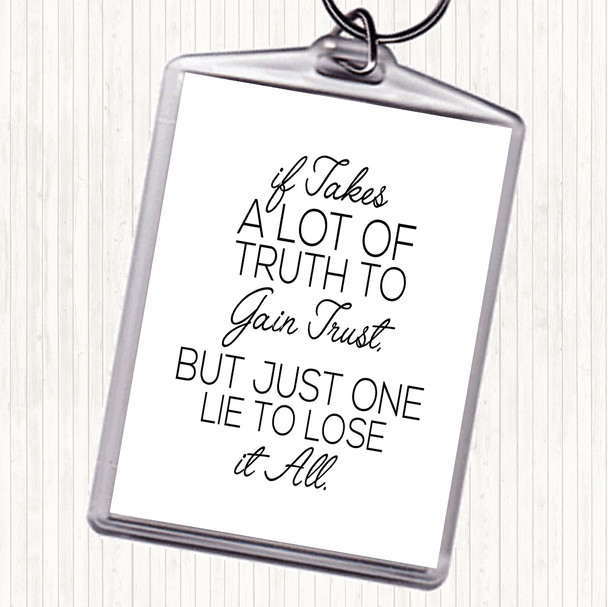 White Black A Lot Of Truth Quote Bag Tag Keychain Keyring