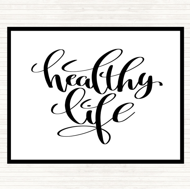 White Black Healthy Life Quote Mouse Mat Pad