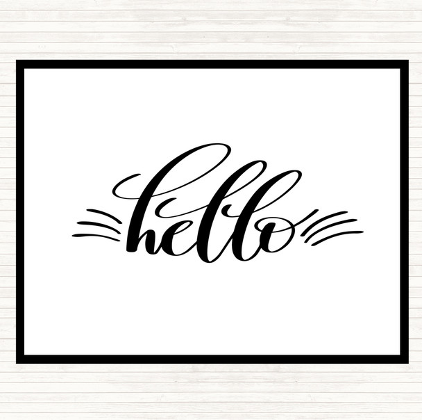 White Black Hello Quote Mouse Mat Pad