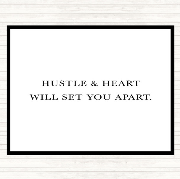 White Black Hustle And Heart Quote Mouse Mat Pad
