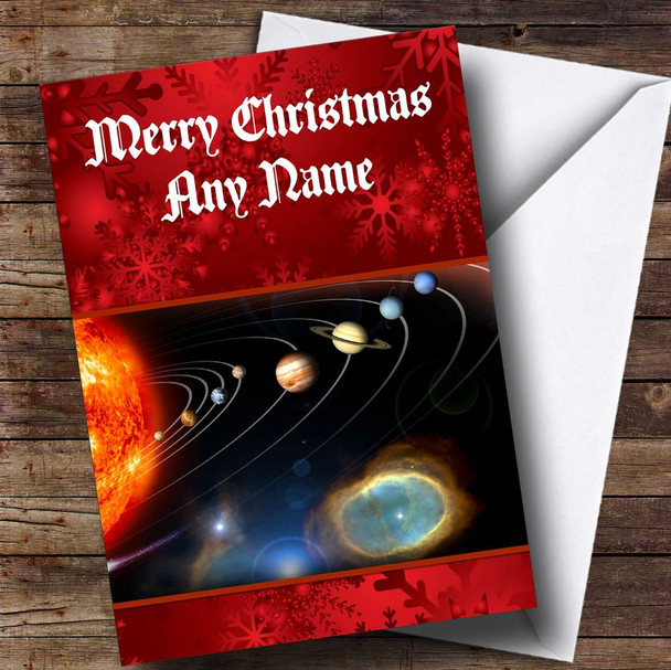 Solar System Planets Space Personalised Christmas Card